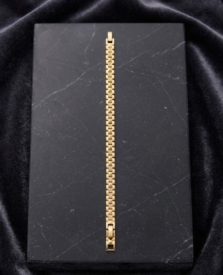 Toptan 316L Çelik Gold Renk Kalemli Pres Bakla Kadın Bileklik