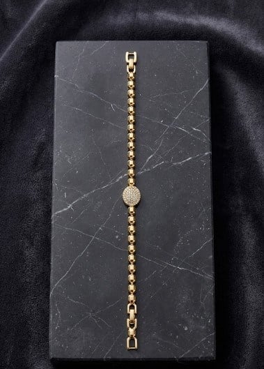 Toptan 316L Çelik Gold Renk Zirkon Göbekli Dorika Model Kadın Bileklik