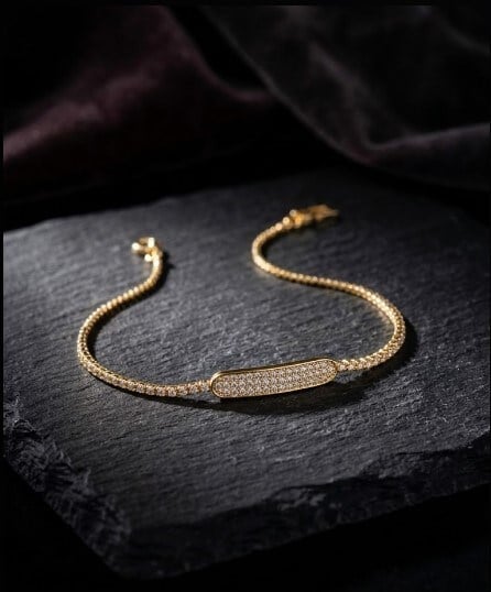 Toptan 316L Çelik Gold Renkli Faset Kesim Zirkon Taşlı Kadın Bileklik