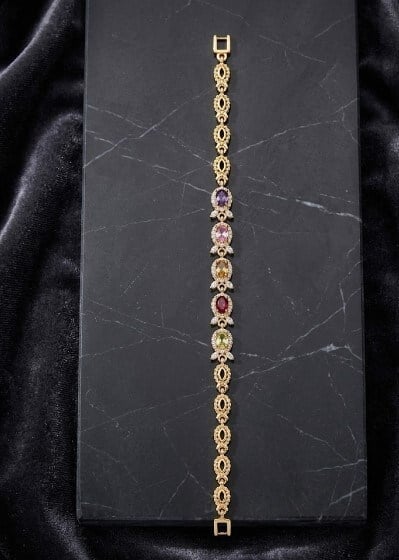 Toptan 316L Çelik Gold Renkli Faset Kesim Kristal Taşlı Kadın Bileklik