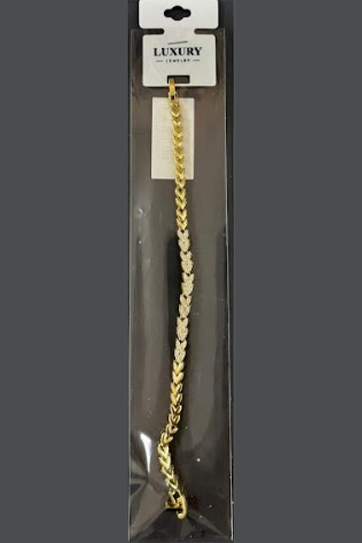 Toptan Başak Model Zirkon Taşlı Gold Çelik Kadın Bileklik