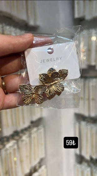 Toptan Çelik Altın Kaplama İkili Kelebek Model Kadın Küpe