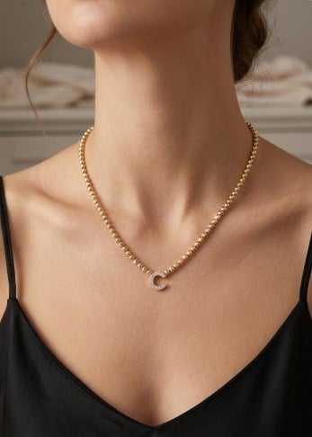 Toptan Çelik Kolye: Zirkon Taşlı Halka Uçlu Kalın Top Zincir Model
