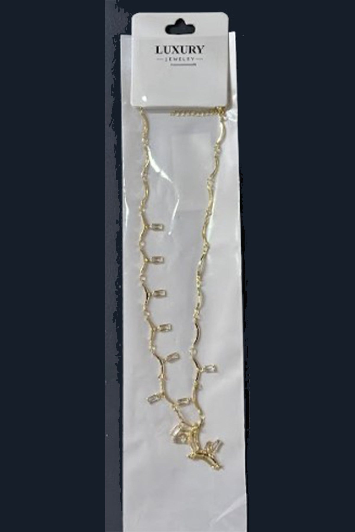 Toptan  Gold Baget Zirkon Taşlı Minimalist Kolye