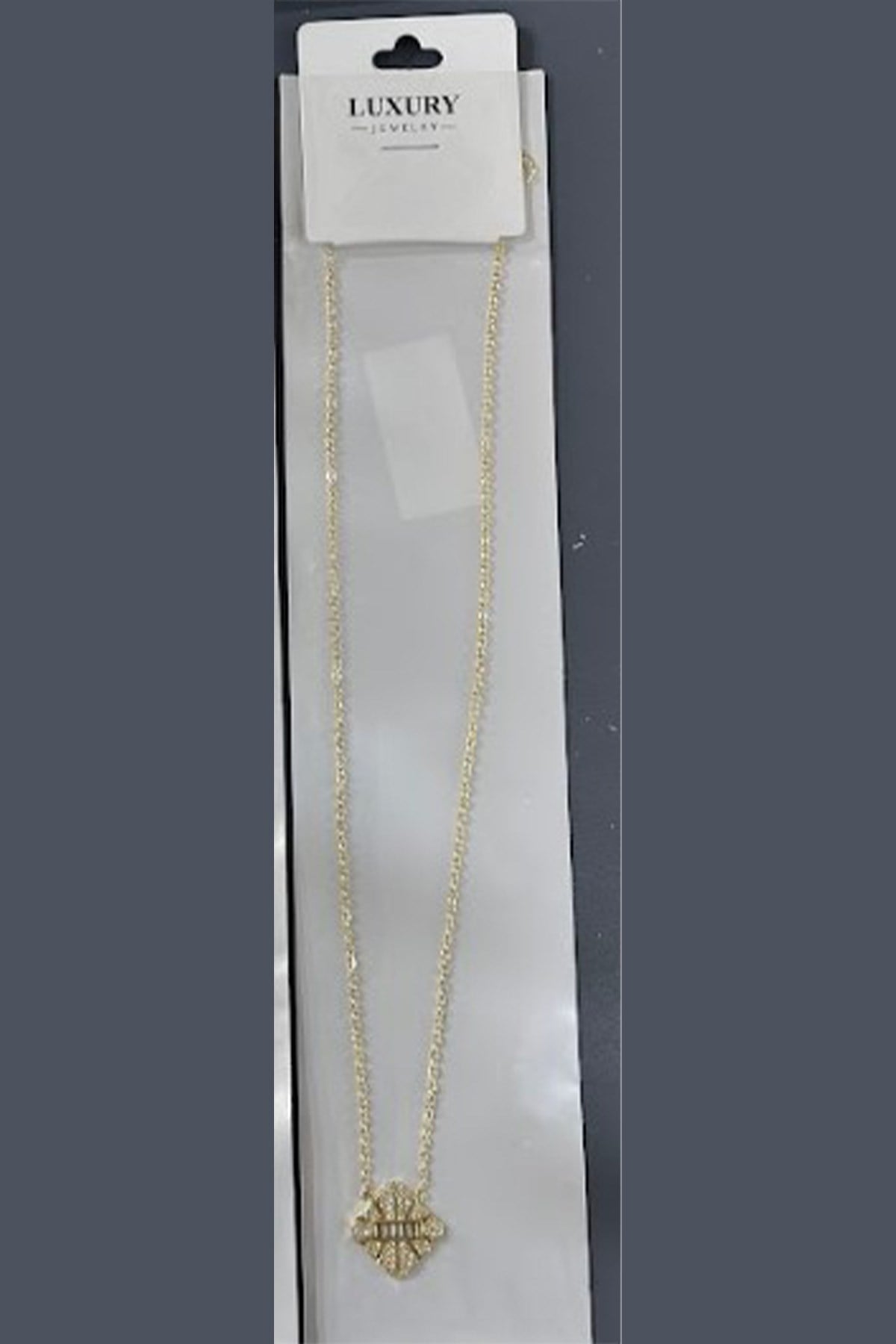 Toptan Gold İkili Zirkon Taşlı Damla Kolye