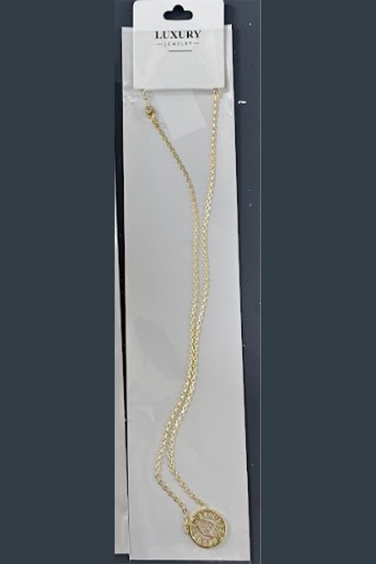 Toptan Gold Minimalist Baget Zirkon Taşlı Kolye