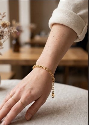Toptan Gold Renk Çelik Modern Dikdörtgen Zincir Bileklik