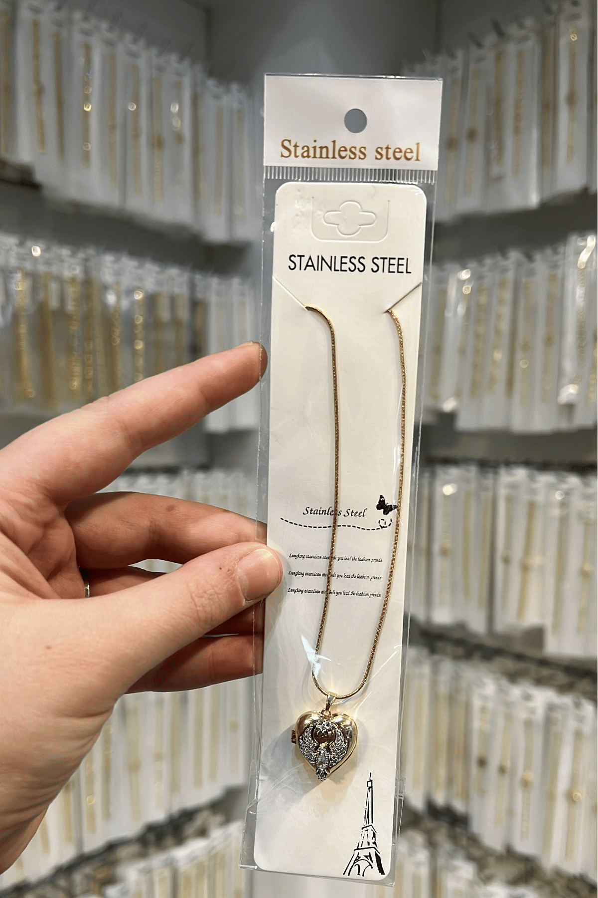 Toptan Gold Zirkon Taş Detaylı Kalp Kolye