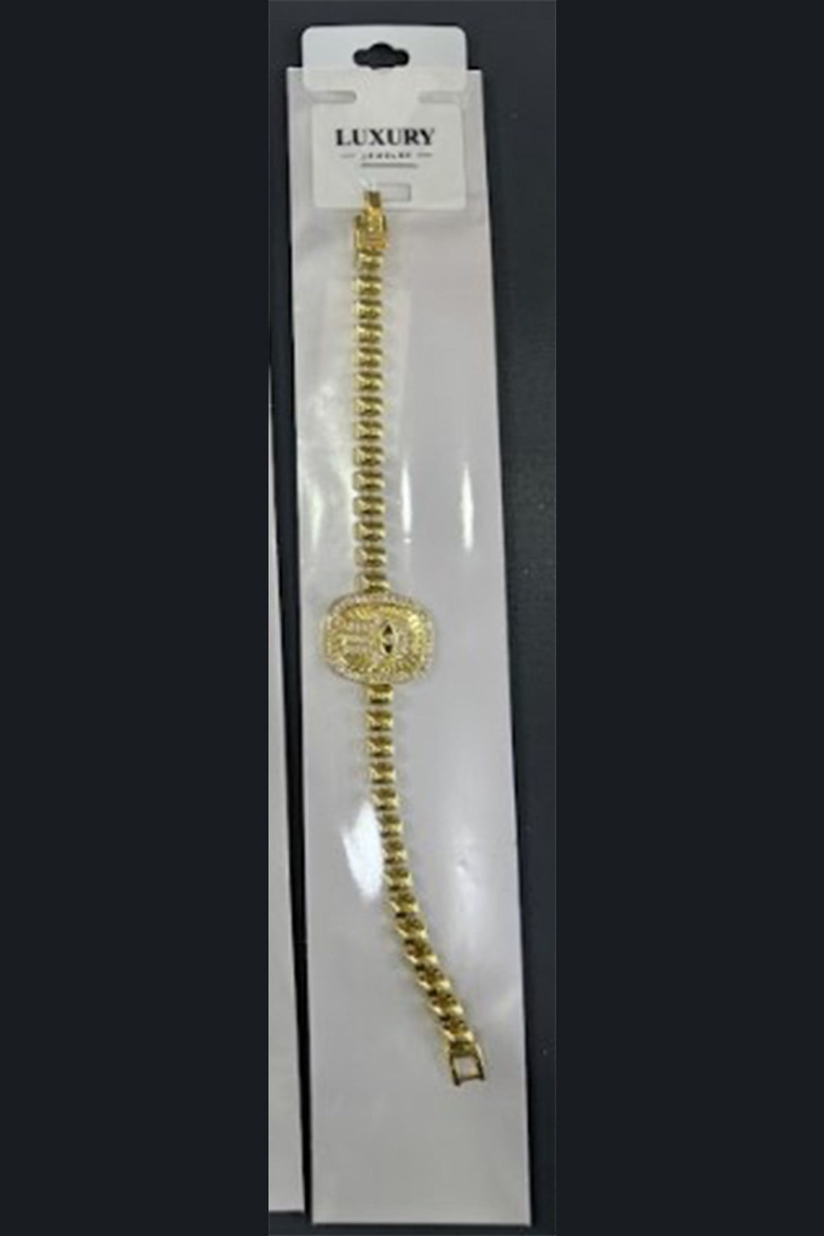 Toptan Kararmaz Çelik Zirkon Taşlı Daire Motifli Bileklik