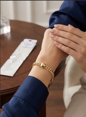 Toptan Xuping Kararmaz Çelik Top Detaylı Kalın Zincir Kadın Bileklik