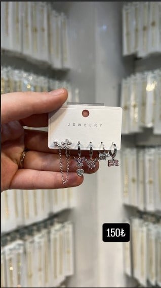Toptan Zirkon Taşlı 5'li Çelik Küpe Seti - Figürlü Kombin Model