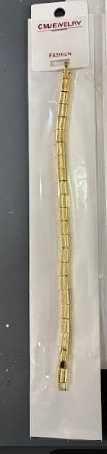 Toptan Zirkon Taşlı Gold Çelik Bileklik - Lüks Seri Geçmeli Model