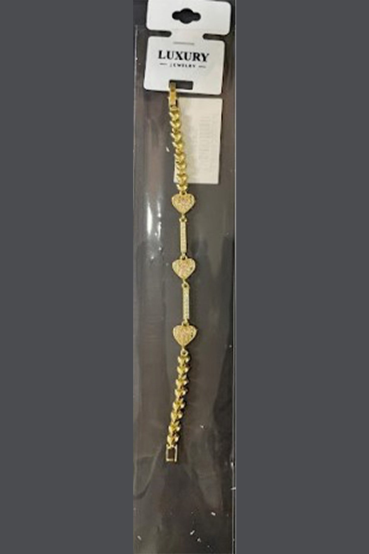 Toptan Zirkon Taşlı Gold Çelik Kadın Bileklik – Lüks Klasik Geçme Model