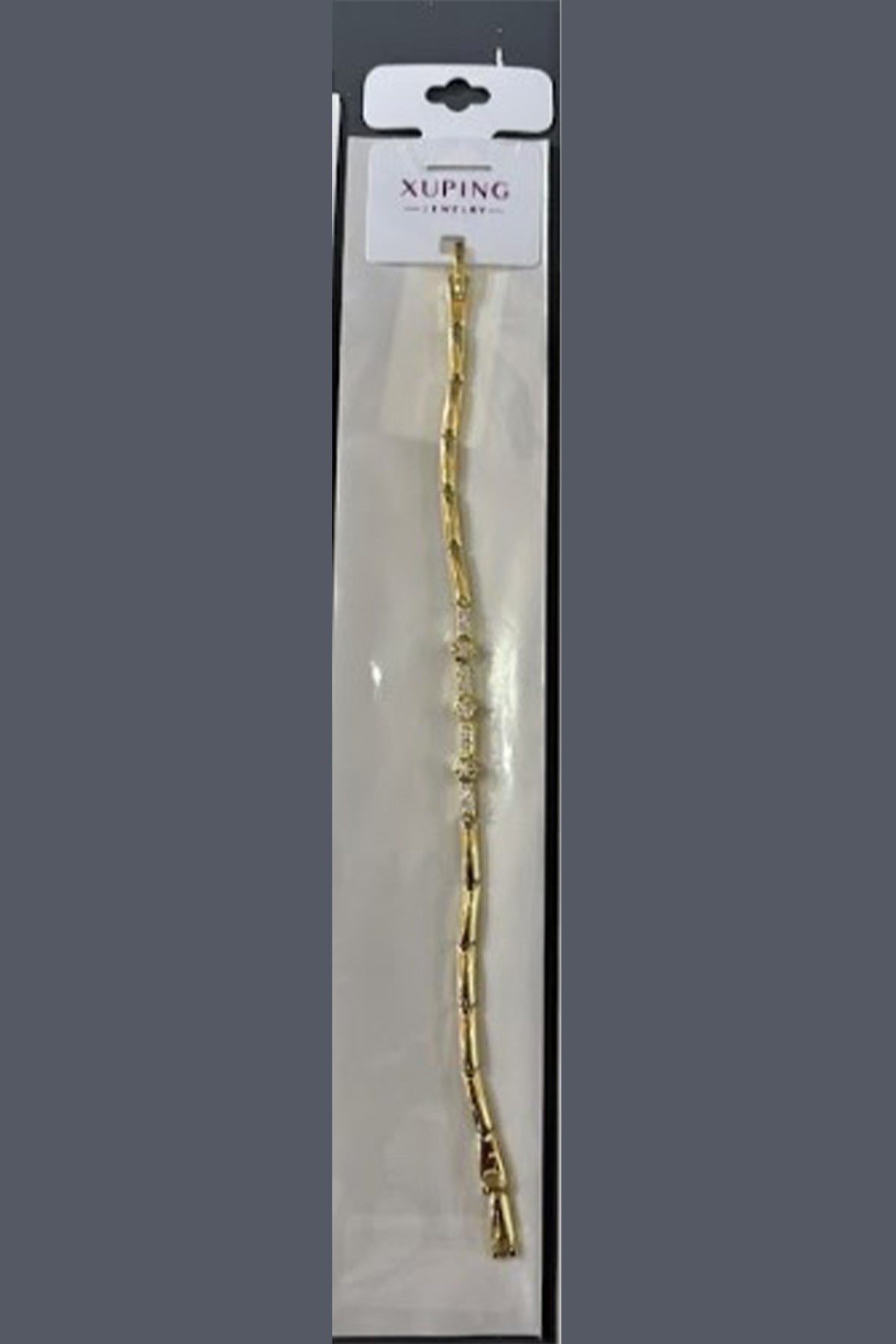 Xuping Toptan Bambu Zincir Model Zirkon Taşlı Gold Bileklik