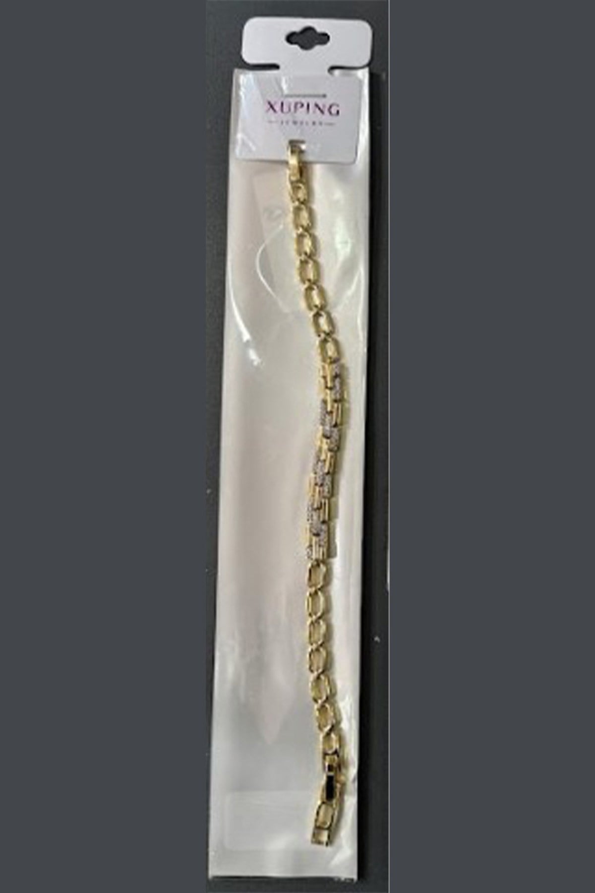 Xuping Toptan Mikro Zirkon Taşlı Geçişli Bakla Model Gold Bileklik