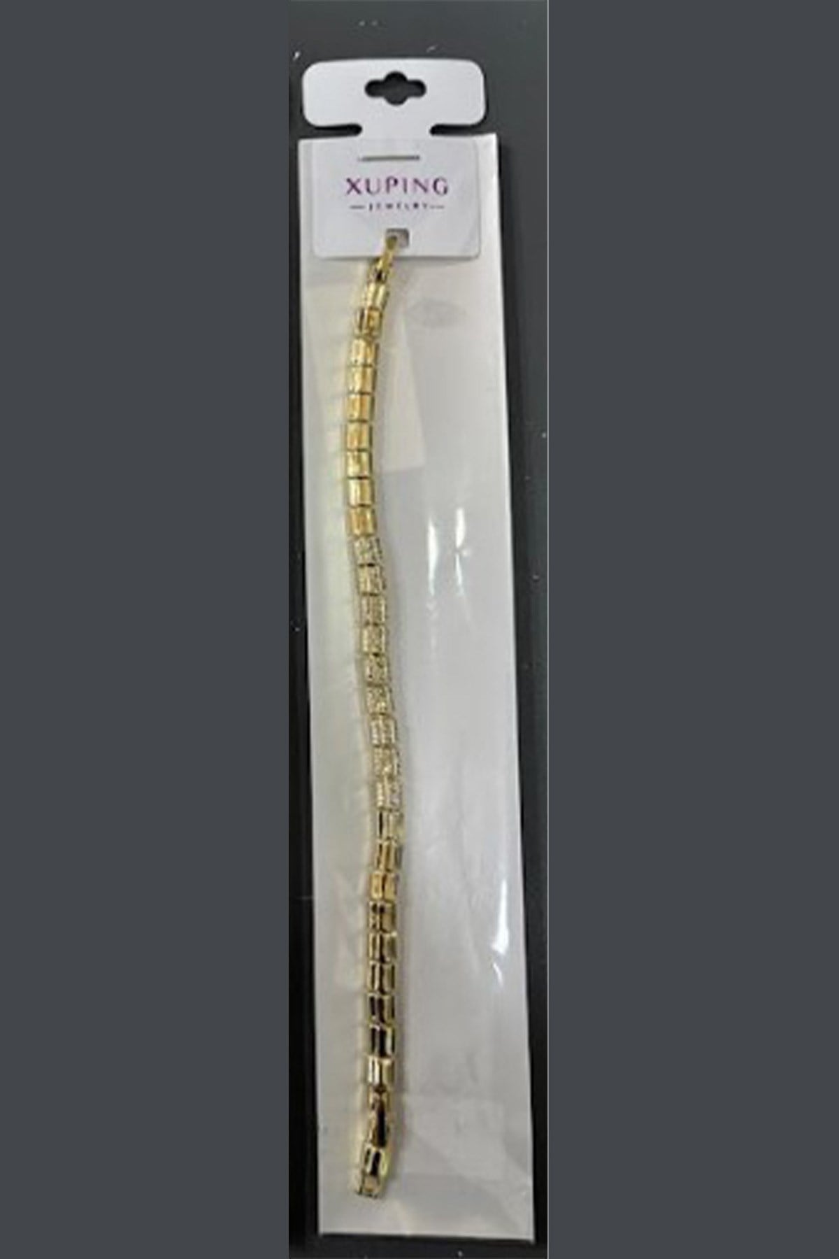 Xuping Toptan Mikro Zirkon Taşlı Silindir Bakla Model Gold Bileklik