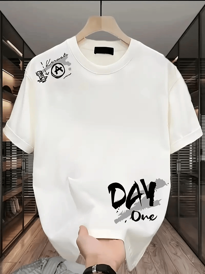 Kadın Kısa Kol Yazlık Tişört Bisiklet Yaka Baskılı Oversize T-Shirt - Beyaz