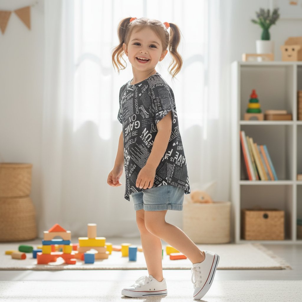 Çocuk Bağlama Detaylı Crop Tshirt CB1021