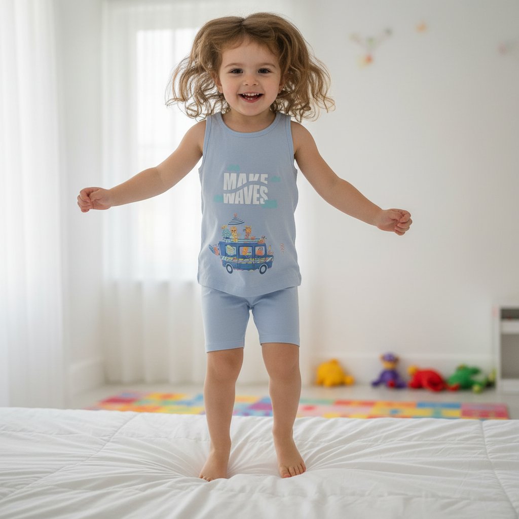 Çocuk Baskılı Açık Mavi Renk 2'li Takım CB1049
