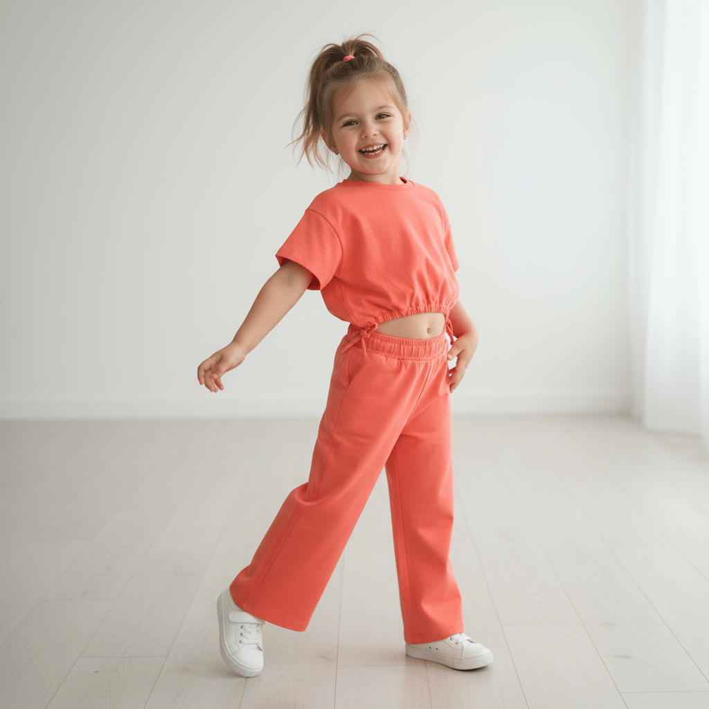 Çocuk Beli Lastikli Crop 2'li Takım CB1019