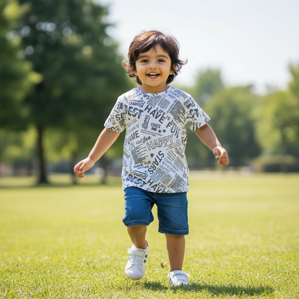 Çocuk Beyaz Baskılı Tshirt CB1023