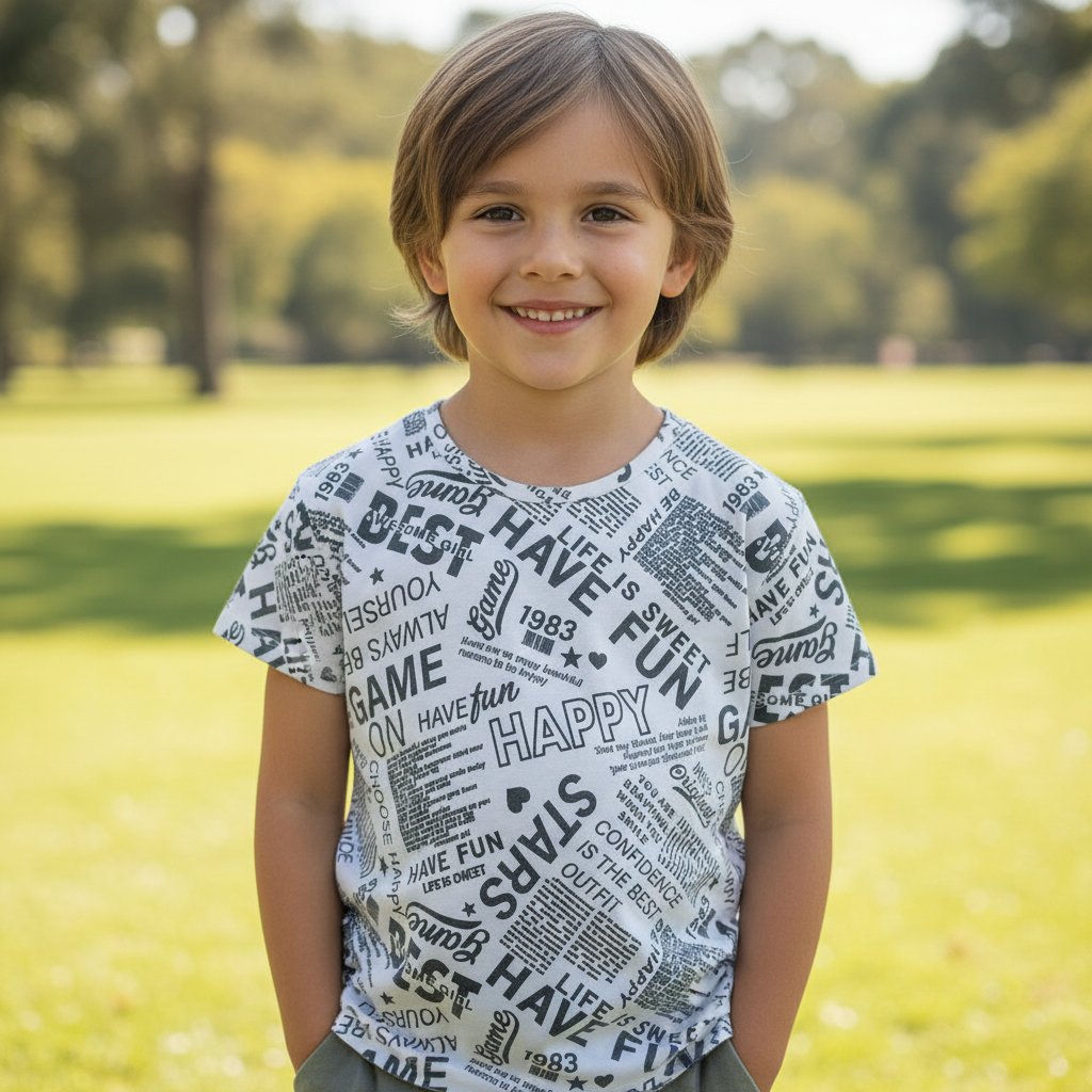 Çocuk Beyaz Baskılı Tshirt CB1023