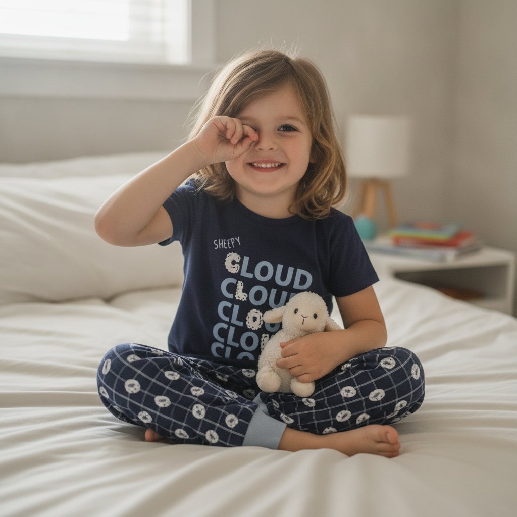 Çocuk Cloud Baskılı Lacivert Renk 2'li Takım CB1043