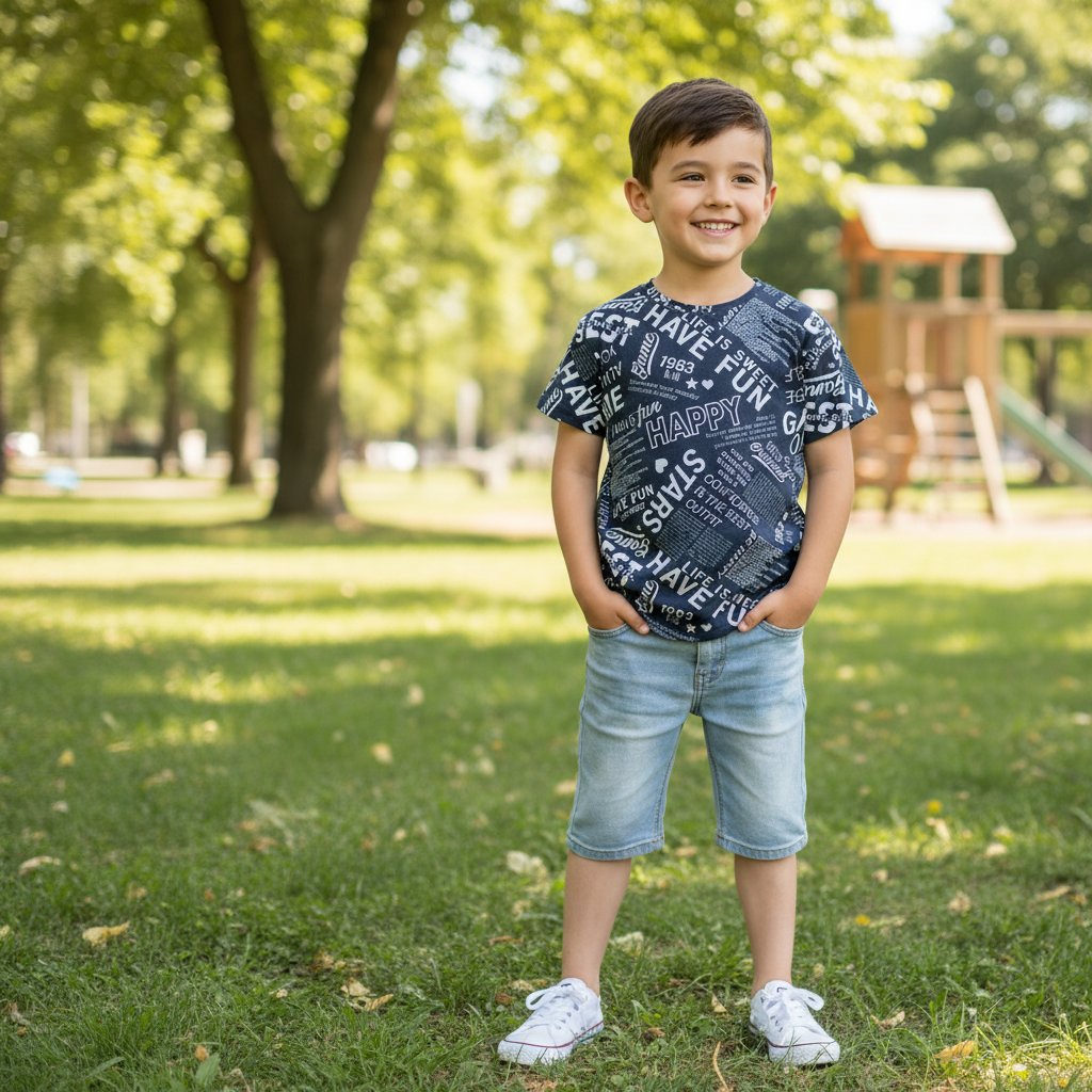 Çocuk Siyah Baskılı Tshirt CB1022
