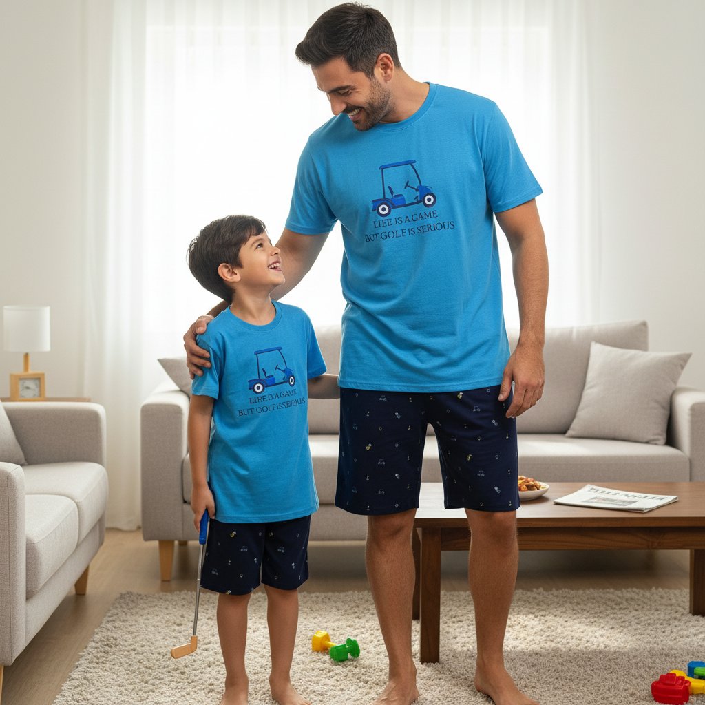 Erkek Çocuk Lacivert Mavi Renk Baskılı Şortlu Takım BB2132