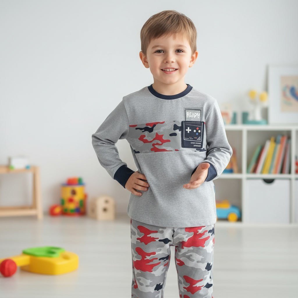 Erkek Çocuk Ready Baskılı Uzun Kollu 2'li Takım CB1076