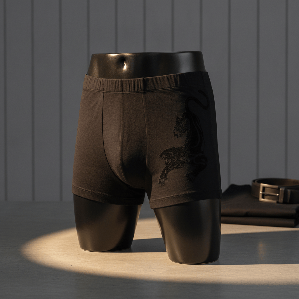Erkek Flok Panter Baskılı Siyah Renk Boxer BB2764