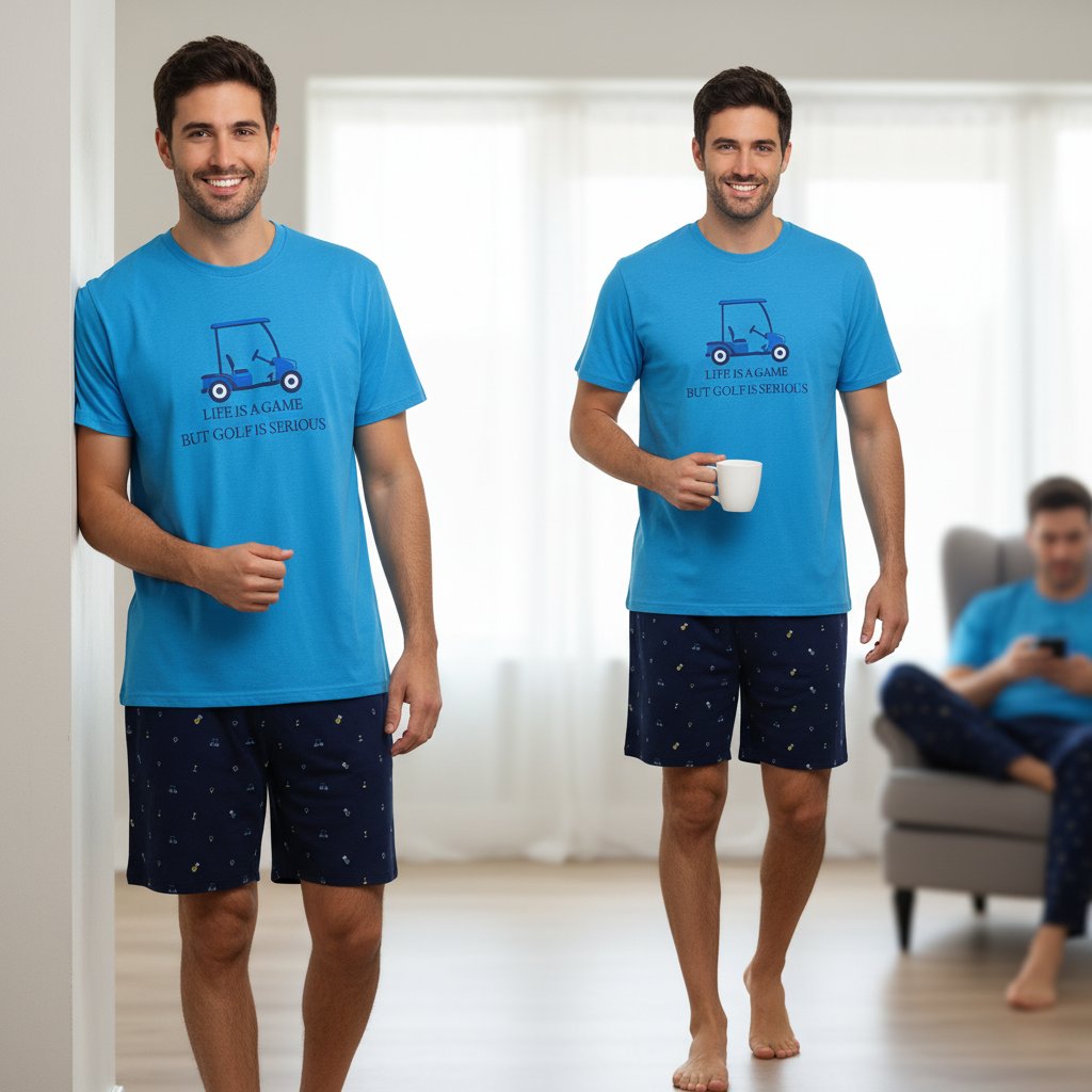 Erkek Kısa Kollu Pamuklu Şortlu Takım BB2468