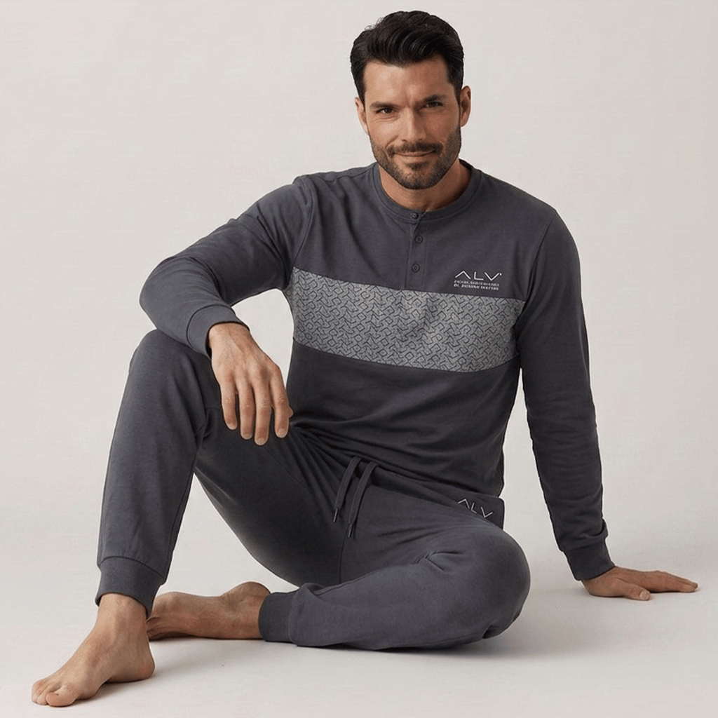 Erkek Pamuklu Bohçalık Ve Çeyizlik Füme Renk Pijama Takımı AL002 V2