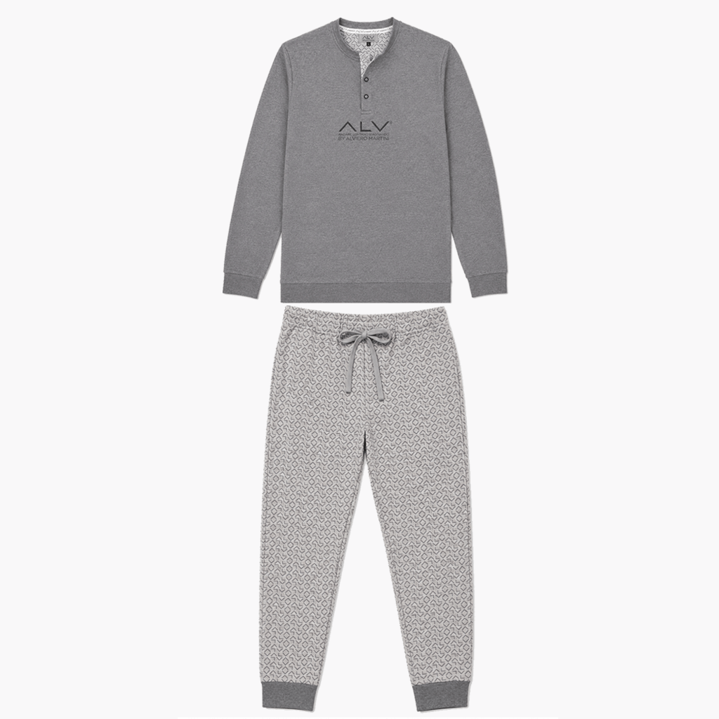 Erkek Pamuklu Bohçalık Ve Çeyizlik Gri Melanj Renk Pijama Takımı AL001 V2