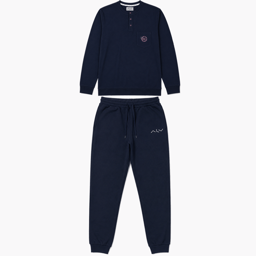 Erkek Pamuklu Bohçalık Ve Çeyizlik Lacivert Renk Pijama Takımı AL007 V1