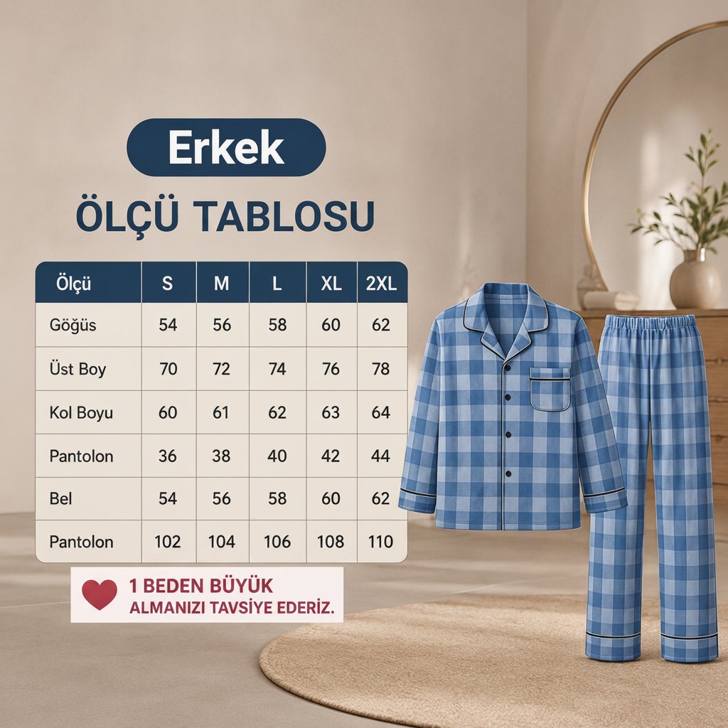 Erkek Pamuklu Yaka Düğme Detaylı Ve Cepli Bohçalık Çeyizlik Hediyelik 3 Adet 2'li Pijama Takımı ( AL007 V1, AL003 V2, AL007 V2 ) BB2480