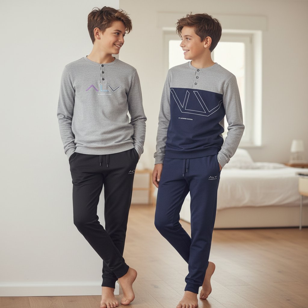 Genç Erkek Pamuklu 2 Adet 2'li Pijama Takımı BB2487