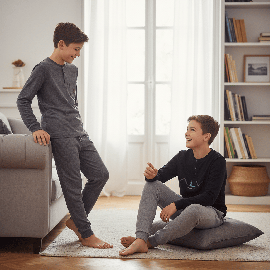 Genç Erkek Pamuklu 2 Adet 2'li Pijama Takımı BB2486
