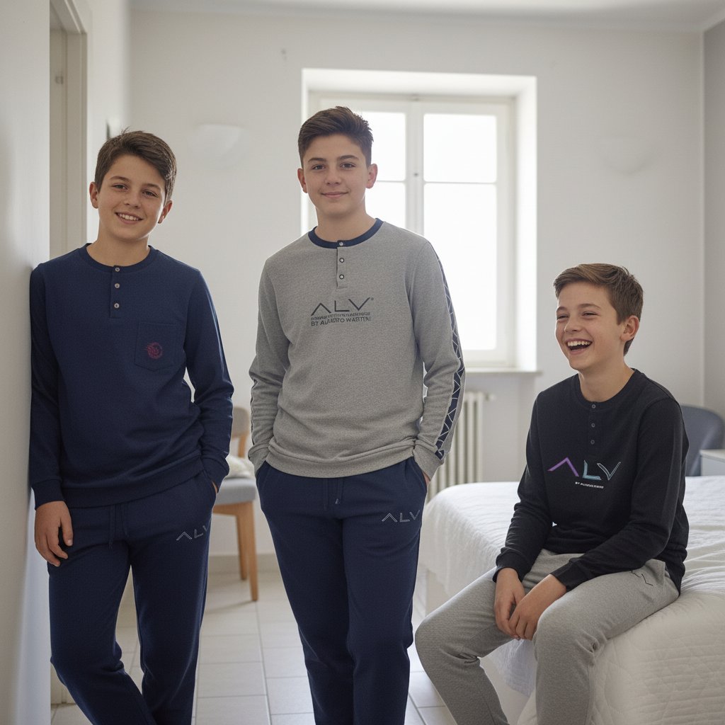 Genç Erkek Pamuklu 3 Adet 2'li Pijama Takımı BB2489
