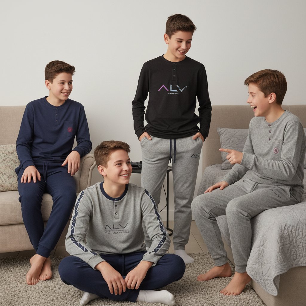Genç Erkek Pamuklu 4 Adet 2'li Pijama Takımı BB2491