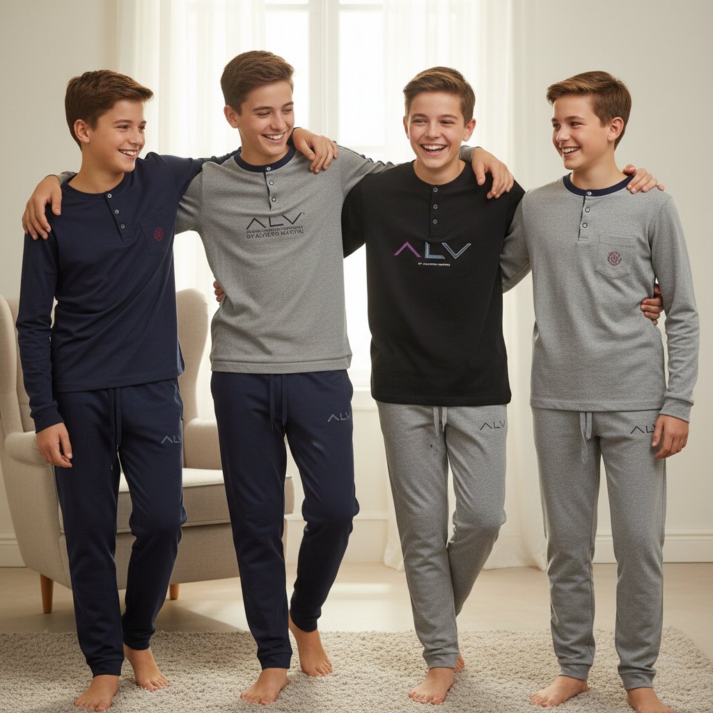 Genç Erkek Pamuklu 4 Adet 2'li Pijama Takımı BB2491