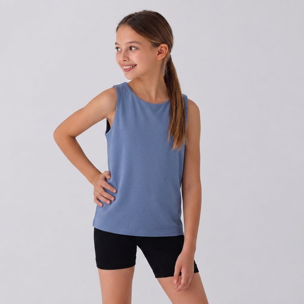 Genç Kadın Basic Kolsuz İçi Yarım Astarlı Tshirt BB2815