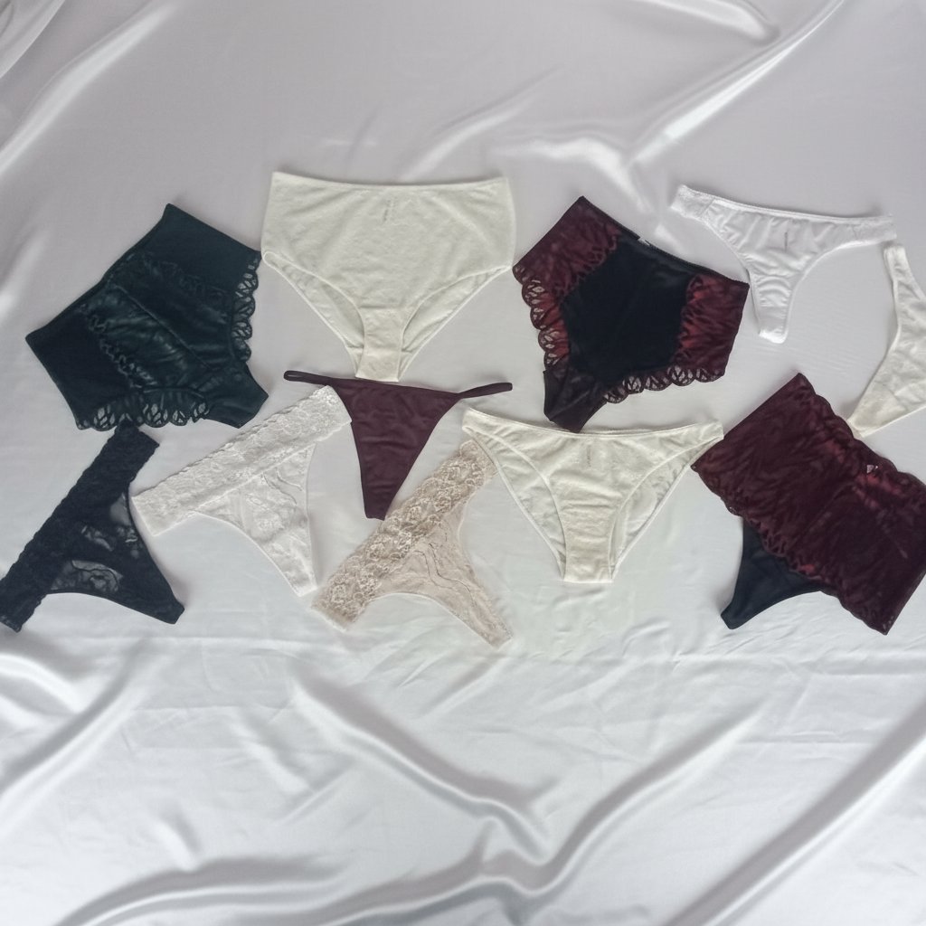 Kadın  10'lu Paket Karışık Renk Hipster String Tanga Checky Brazilian Külot BB2471