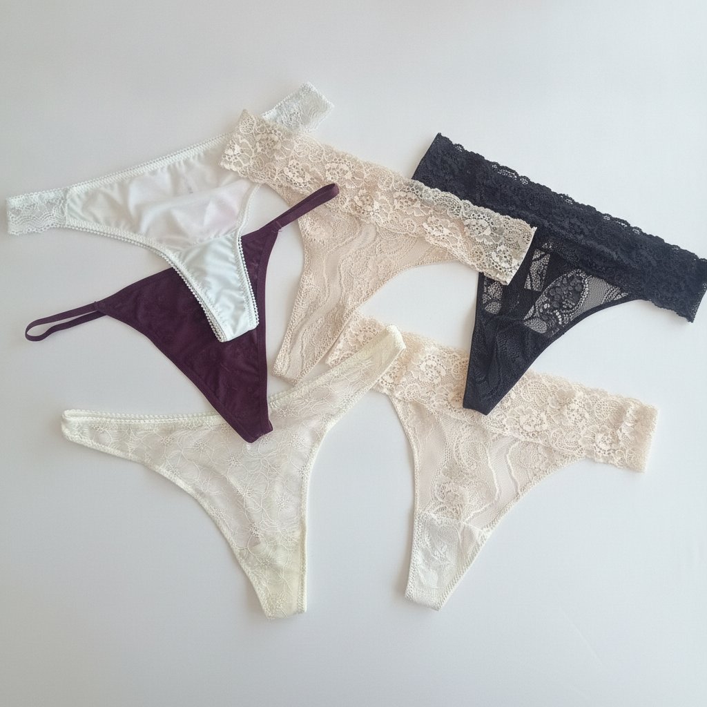 Kadın 6'lı Paket Dantelli ve Saten Karışık Renk Tanga Serisi BB2653