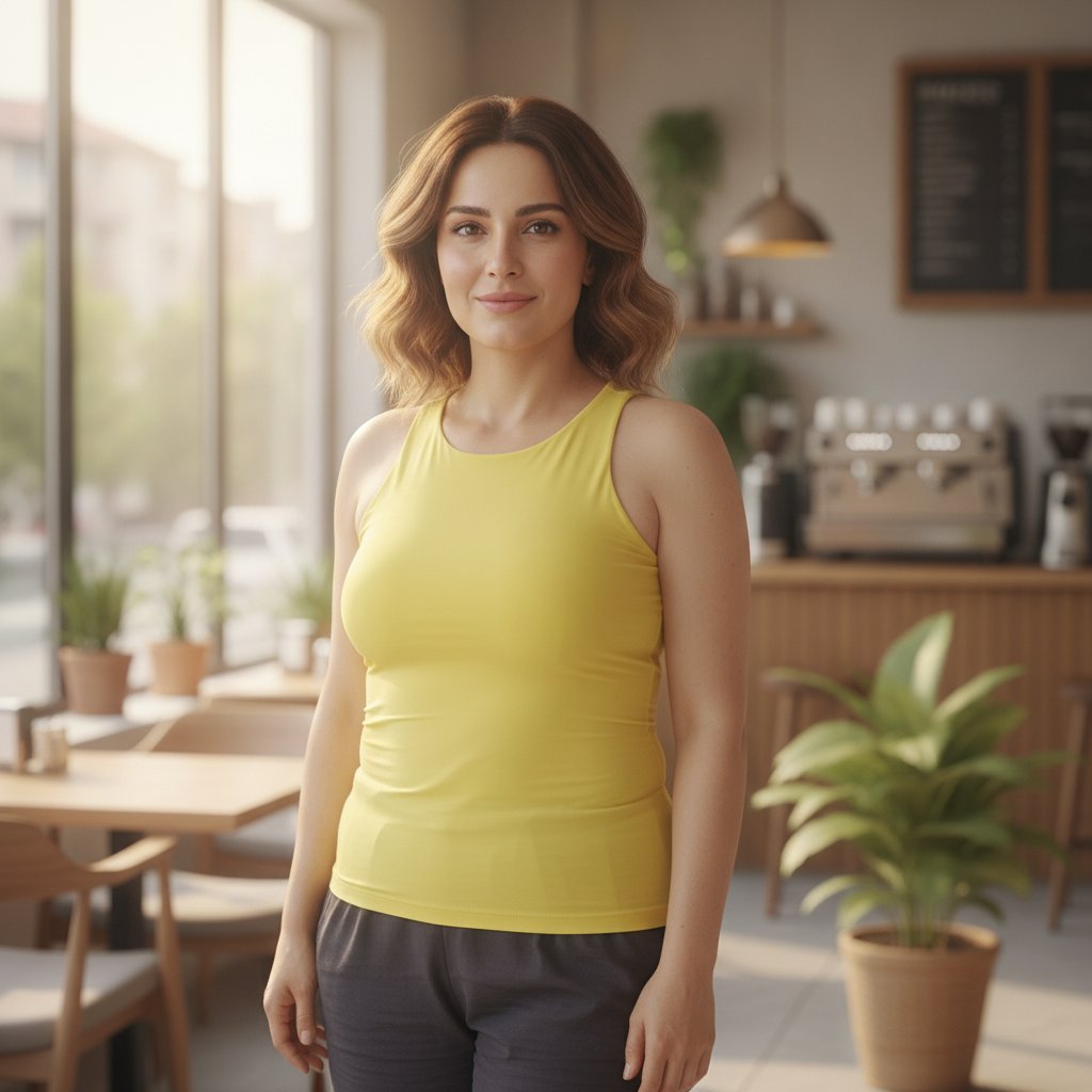 Kadın Basic Kolsuz İçi Yarım Astarlı Tshirt BB2538