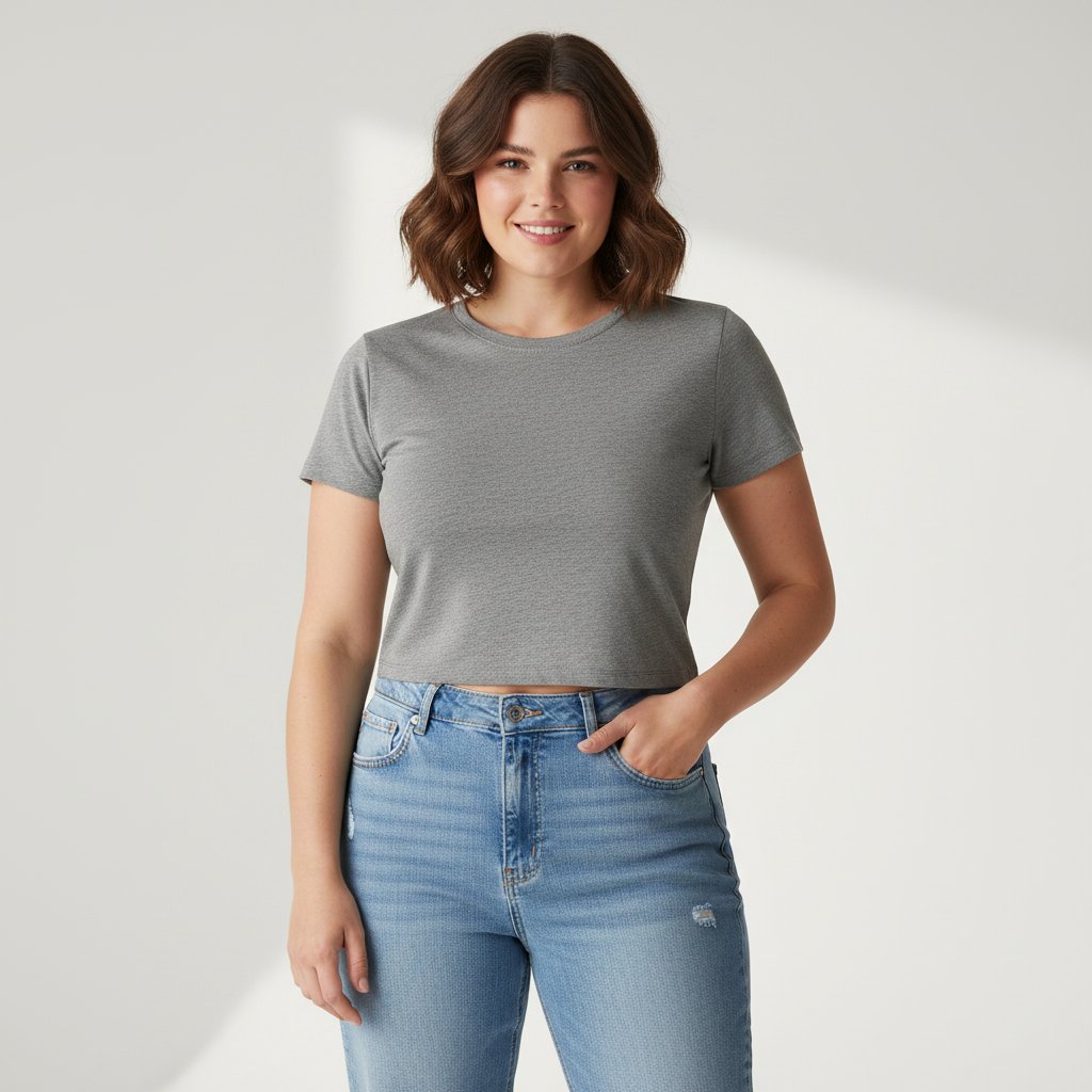Kadın Bisilet Yaka Kısa Kollu Basic Tshirt BB2497