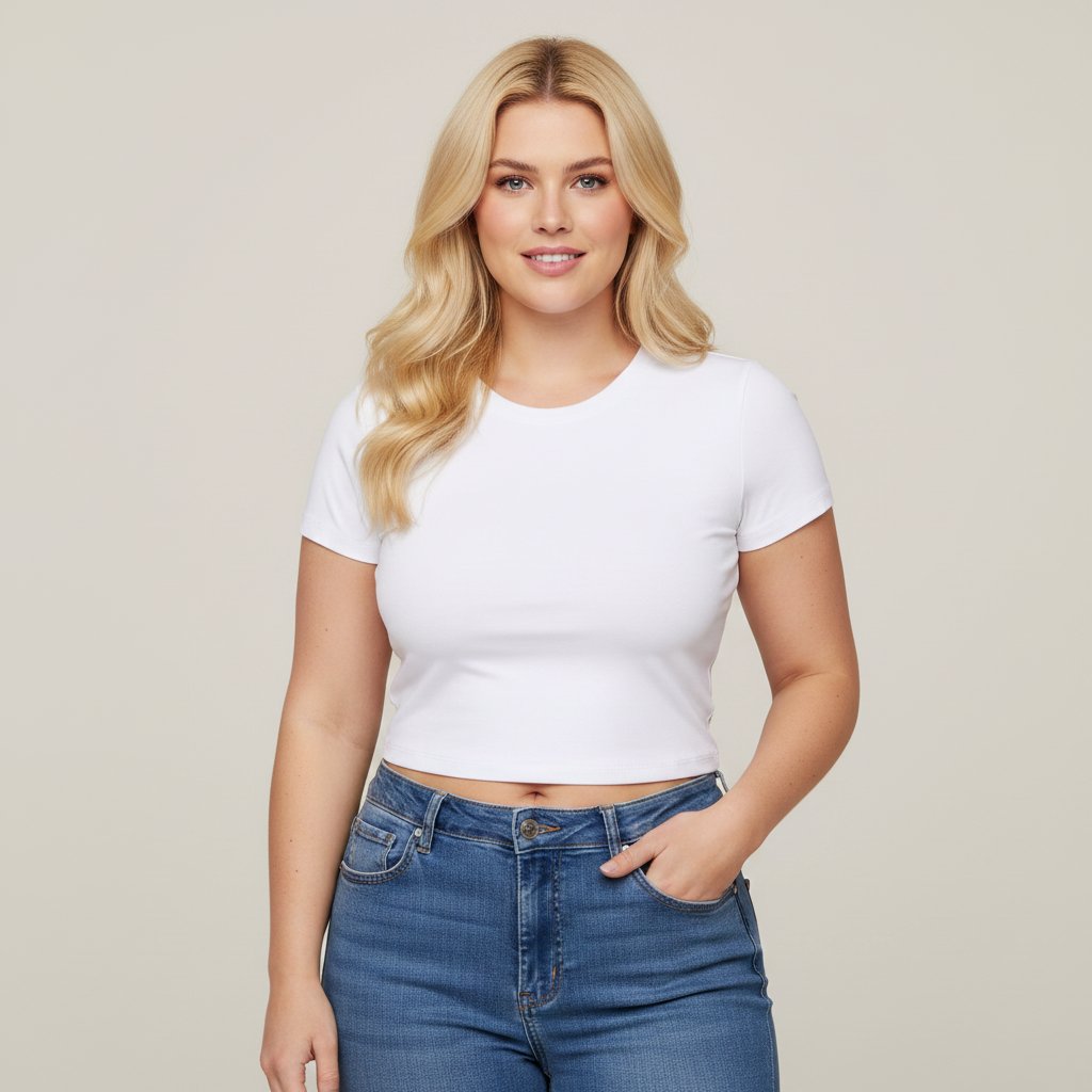 Kadın Bisilet Yaka Kısa Kollu Basic Tshirt BB2497