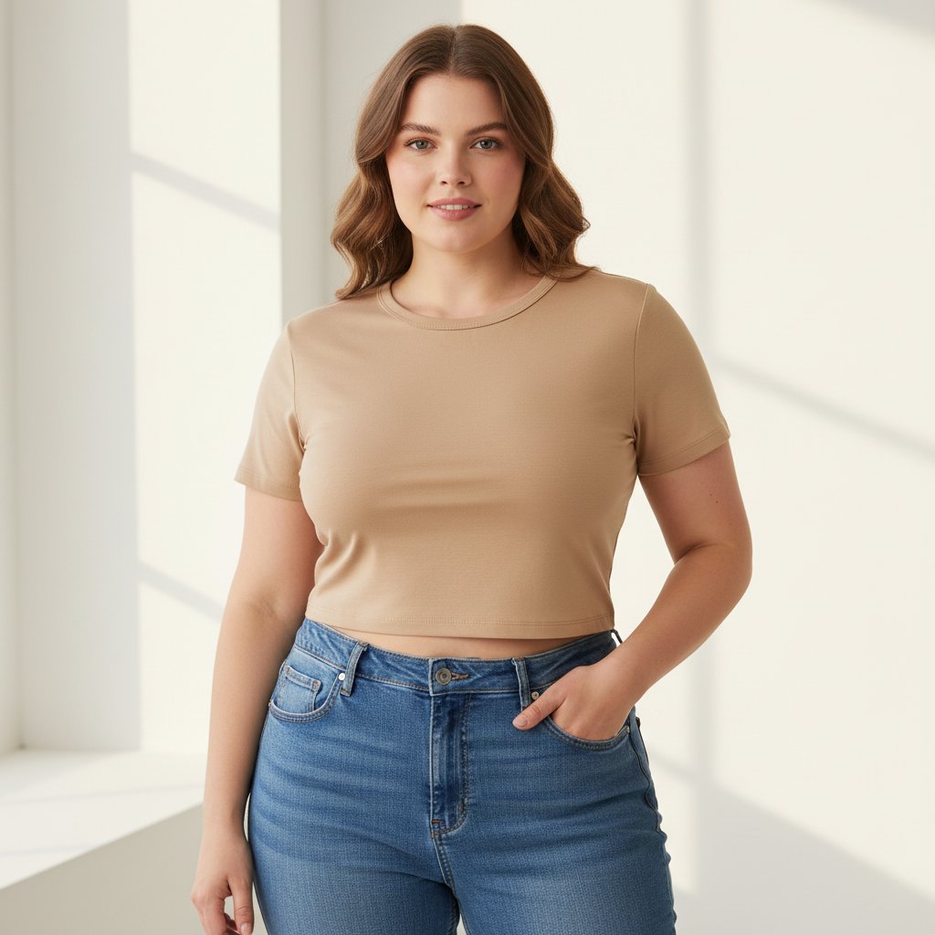 Kadın Bisilet Yaka Kısa Kollu Basic Tshirt BB2497