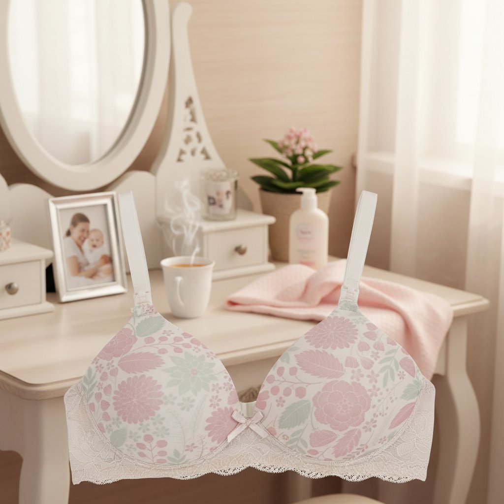Kadın Dantelli Çiçek Desenli Emzirme Sütyeni  BB2735