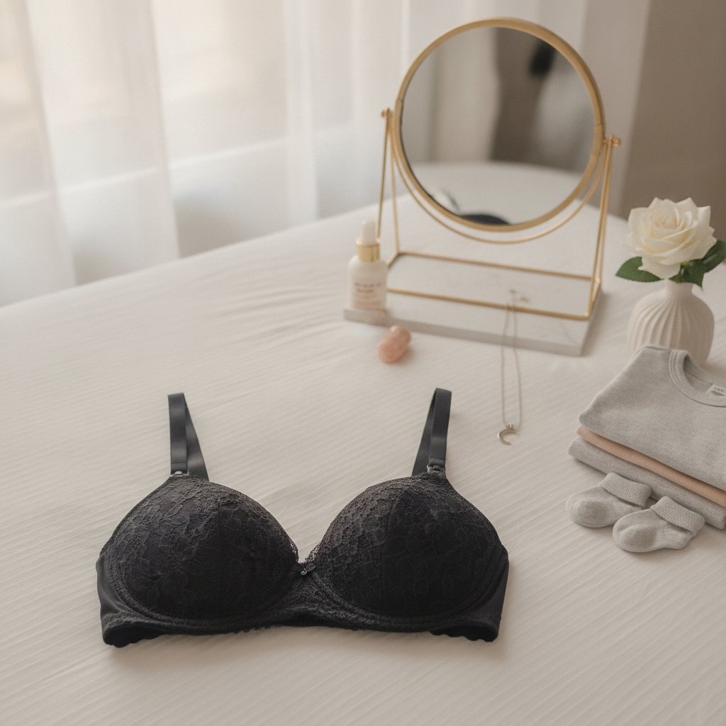 Kadın Dantelli Siyah Renk Emzirme Sütyeni  BB2734